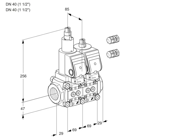 Kromschroder VCS 2E40R/40R05LNWGR3/PPPP/PPPP — двойной электромагнитный газовый клапан — 88105076