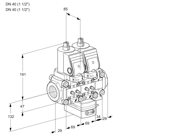Kromschroder VCH 2T40N/40N05NHAVQGR/MMMM/PPPP — двойной электромагнитный газовый клапан — 88102765
