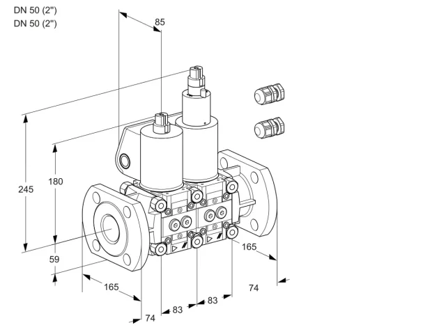Kromschroder VCS 3E50F/50F05NLWL3/PPPP/PPPP — двойной электромагнитный газовый клапан — 88103391