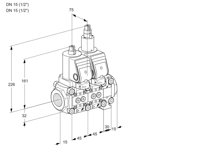 Kromschroder VCS 1T15N/15N05NLVQGR/PPPP/PPPP — двойной электромагнитный газовый клапан — 88105650