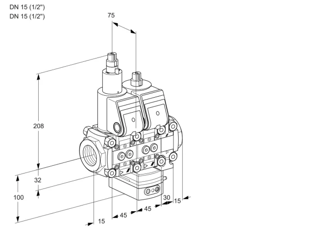 Kromschroder VCH 1T15N/15N05LHAVWR/PPPP/PPPP — двойной электромагнитный газовый клапан — 88102763