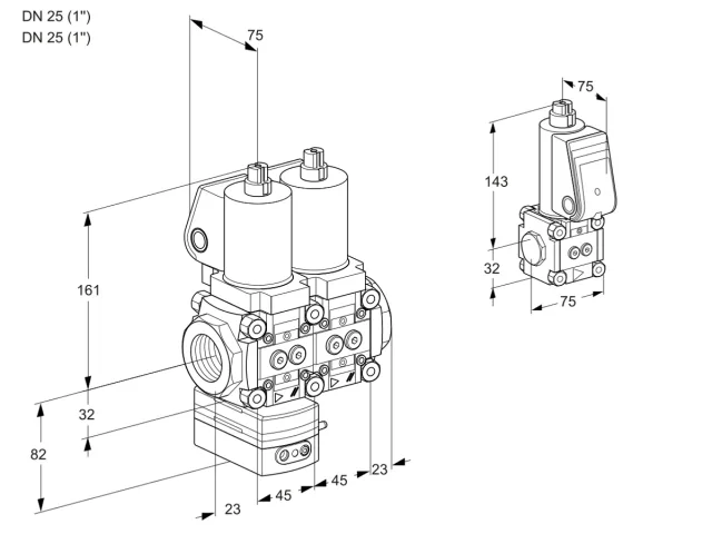 Kromschroder VCD 1T25N/25N05D-50NKGL/PPZS/PPPP — двойной электромагнитный газовый клапан — 88104059