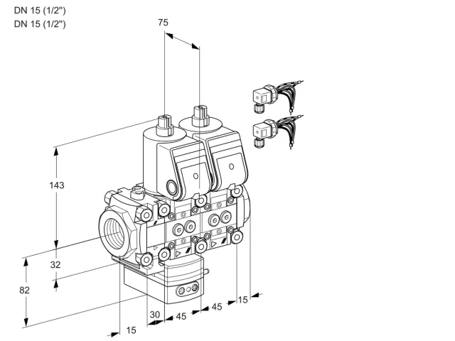 Kromschroder VCD 1E15R/15R05FD-50NWR6/PPPP/PPPP — двойной электромагнитный газовый клапан — 88105663