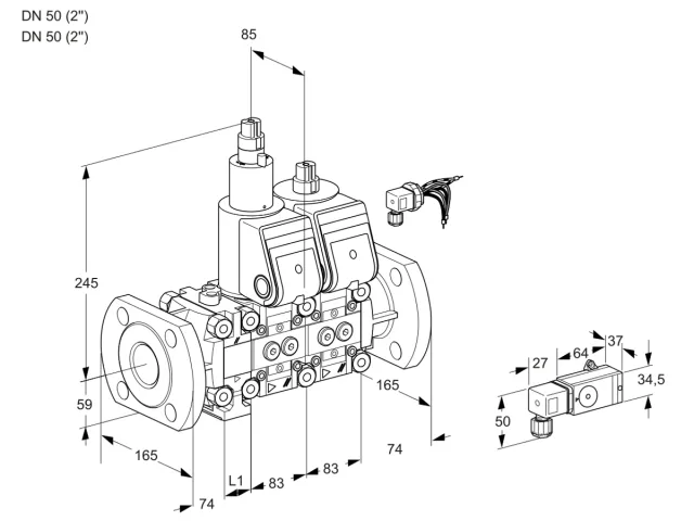 Kromschroder VCS 3E50F/50F05FLNWR/3--3/PP-4 — двойной электромагнитный газовый клапан — 88107255
