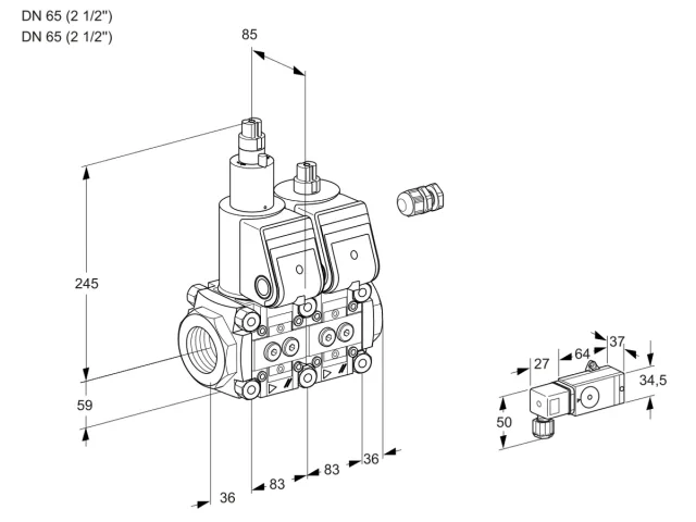 Kromschroder VCS 3E65R/65R05LNWR/2--3/PPPP — двойной электромагнитный газовый клапан — 88104661