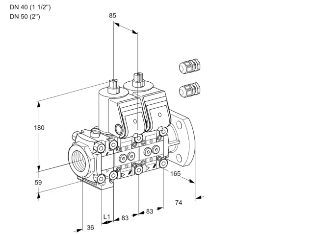 Kromschroder VCS 3E40R/50F05FNNWR3/PPPP/PPPP — двойной электромагнитный газовый клапан — 88106231