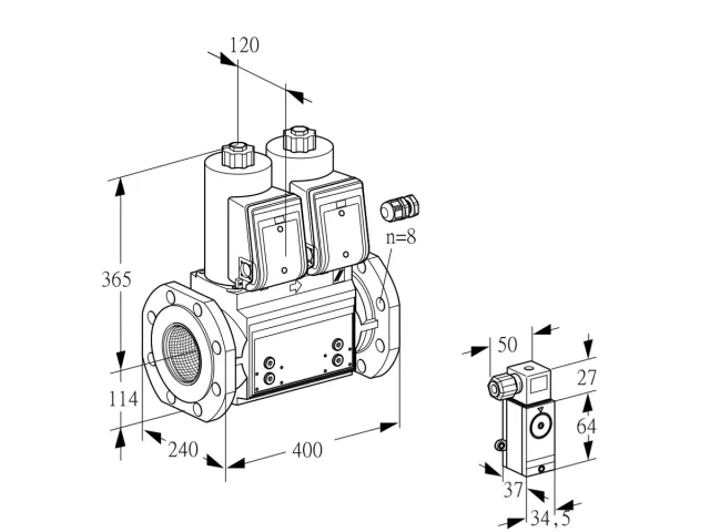 Kromschroder VCS 9125F05NNAR3B/4-4-/PPPP — двойной электромагнитный газовый клапан — 88204094