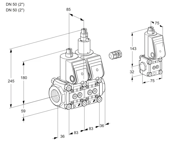 Kromschroder VCS 3E50R/50R05NLWR/PPPP/ZSPP — двойной электромагнитный газовый клапан — 88104981