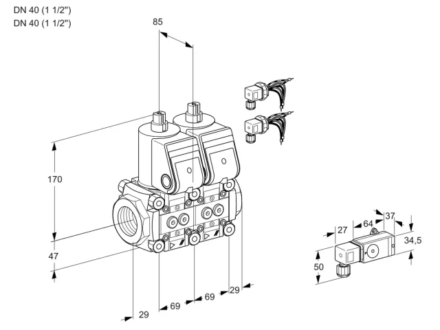 Kromschroder VCS 2E40R/40R05NNWR6/2-PP/PPPP — двойной электромагнитный газовый клапан — 88105503
