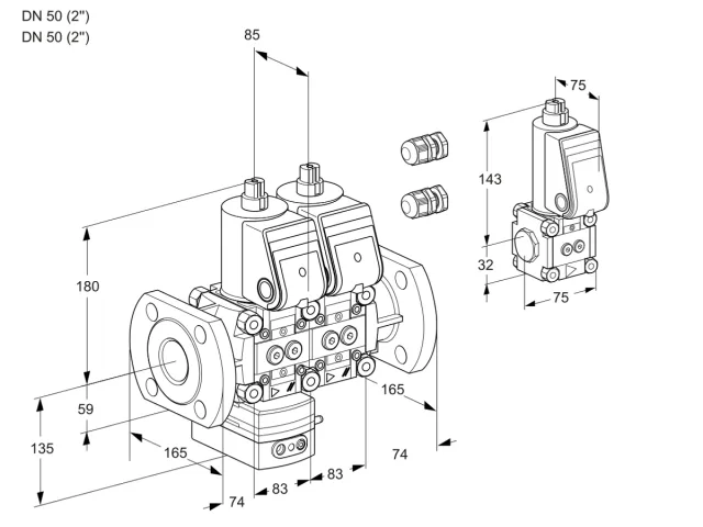 Kromschroder VCD 3E50F/50F05D-100NWR3/PPPP/PPBS — двойной электромагнитный газовый клапан — 88104488