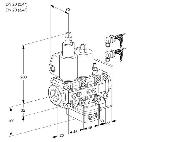 Kromschroder VCH 1E20R/20R05LHEVWL6/PPPP/PPPP — двойной электромагнитный газовый клапан — 88107504