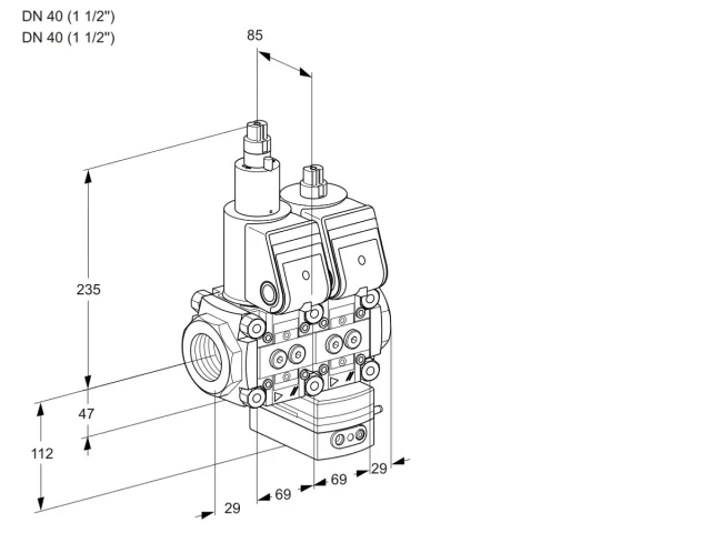 Kromschroder VCG 2T40N/40N05LGAQR/PPPP/PPPP — двойной электромагнитный газовый клапан — 88107547
