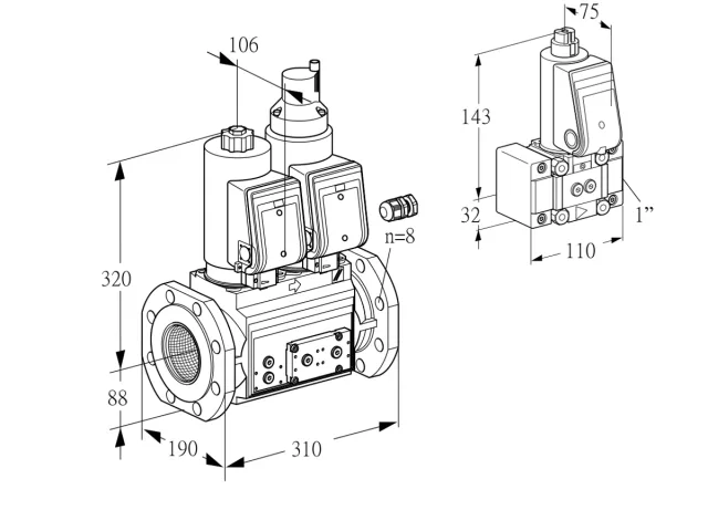 Kromschroder VCS 780F05NLWGR3E/PPPP/PPZ- — двойной электромагнитный газовый клапан — 88206709