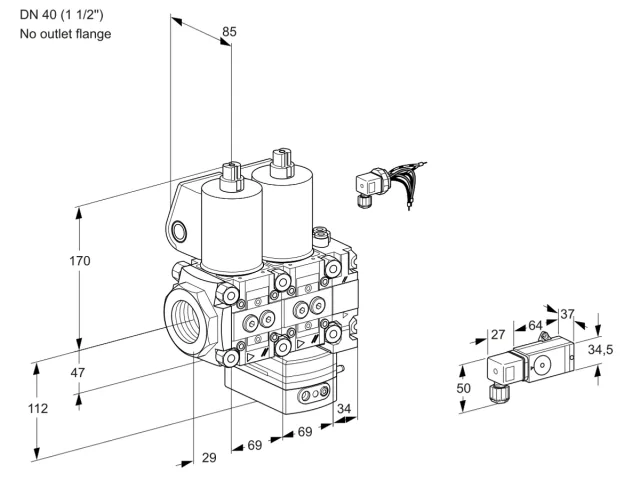 Kromschroder VCG 2E40R/--05NGNVWL/PPPP/2-PP — двойной электромагнитный газовый клапан — 88107484