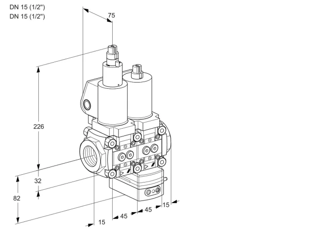 Kromschroder VCG 1T15N/15N05LGAQSL/PPPP/PPPP — двойной электромагнитный газовый клапан — 88105778