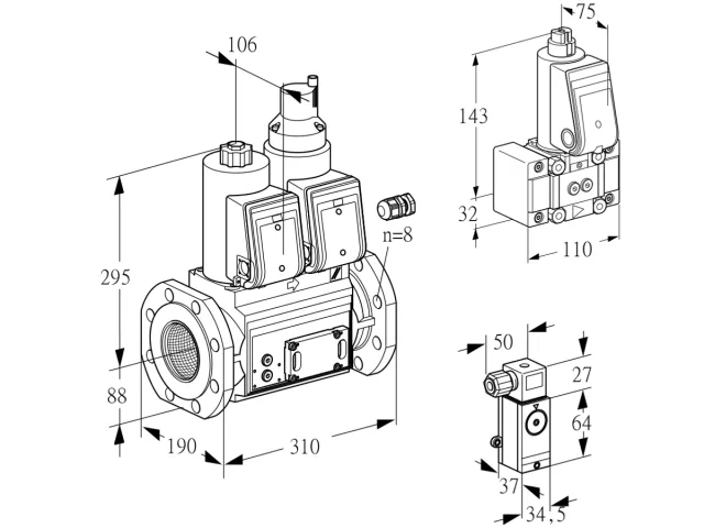 Kromschroder VCS 780F05NLWR3E/4-B-/2-PP — двойной электромагнитный газовый клапан — 88206548