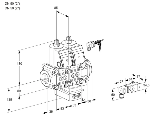 Kromschroder VCG 3E50R/50R05NGNVWR/2-PP/PPPP — двойной электромагнитный газовый клапан — 88106504