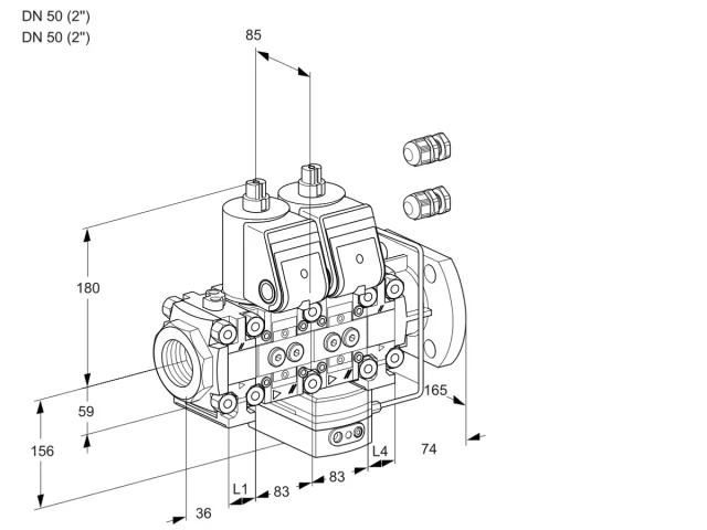 Kromschroder VCH 3E50R/50F05FNHEVWR3/PPPP/PPPP — двойной электромагнитный газовый клапан — 88106290