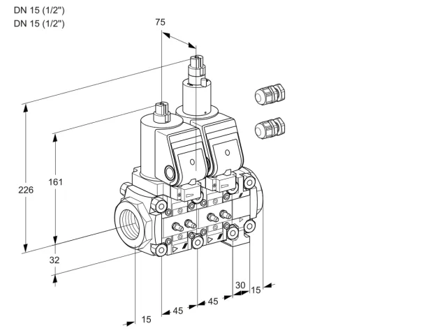 Kromschroder VCS 1E15R/15R05NLVQGR3/MMMM/PPPP — двойной электромагнитный газовый клапан — 88105775