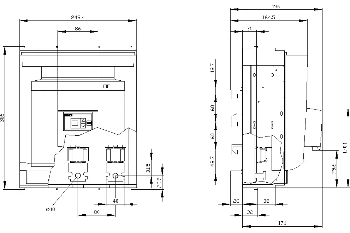 Siemens 3NP1163-1BC11 — Установка на монтажной панели