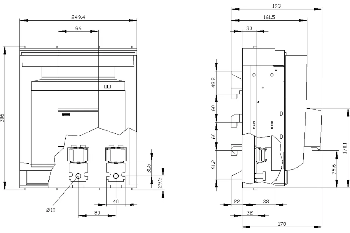 Siemens 3NP1163-1JC13 — Установка на монтажной панели
