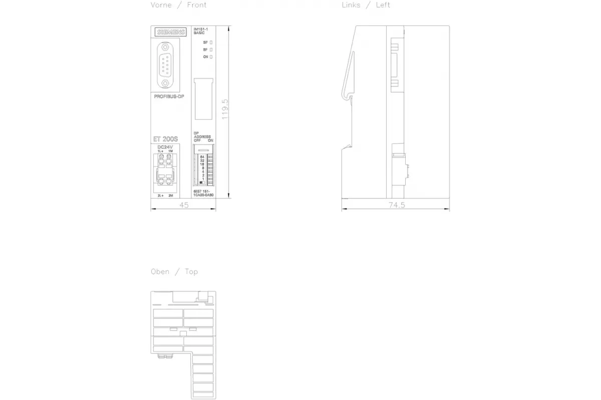 Siemens 6ES7151-1CA00-0AB0 — промышленный компонент