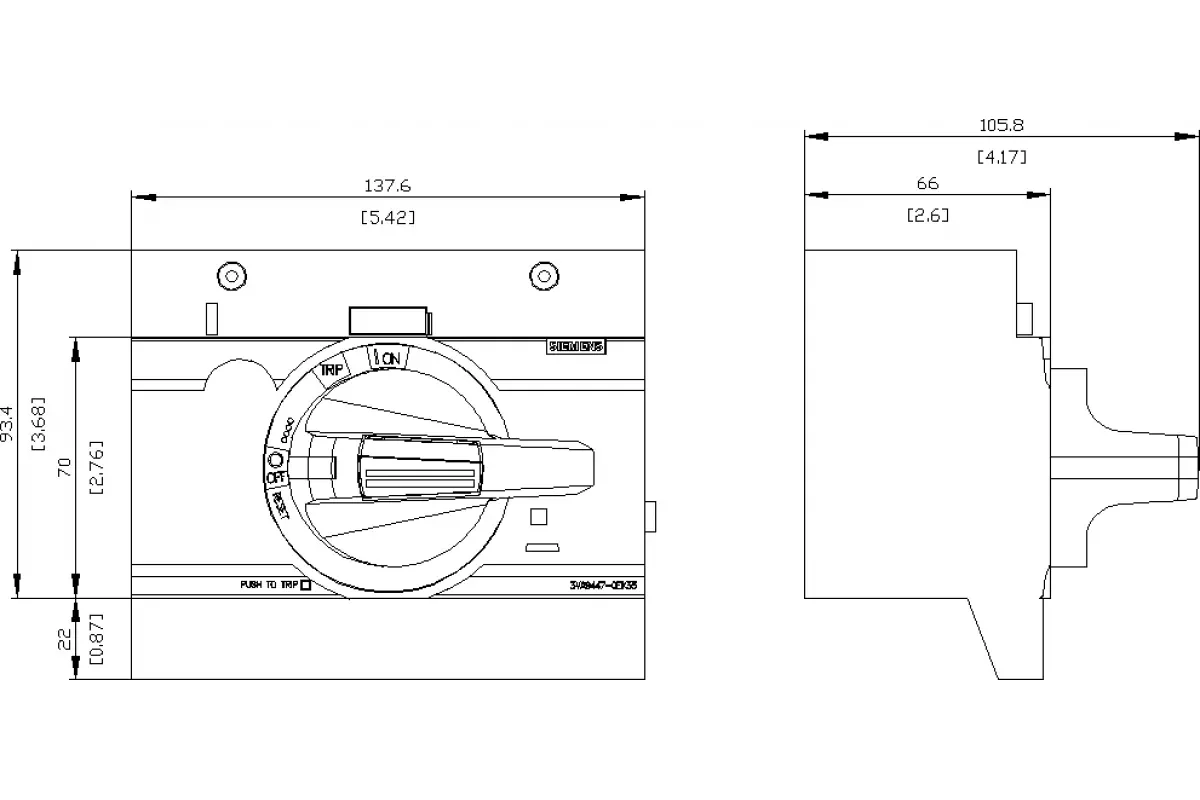 Siemens 3VA9447-0EK33 — Фронтальный поворотный привод стандарт
