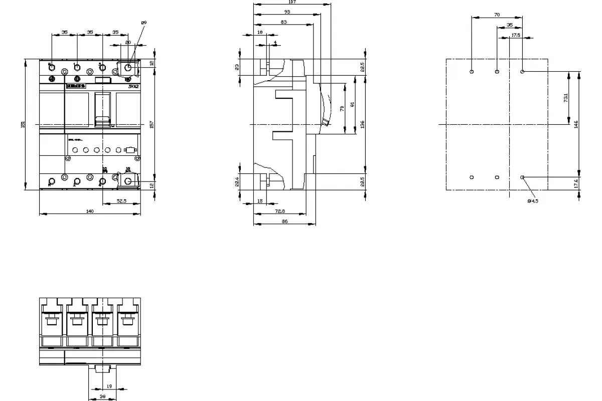 Siemens 3VA2163-7HN36-0AA0 — 3VA автоматические выключатели в литом корпусе до 250 A