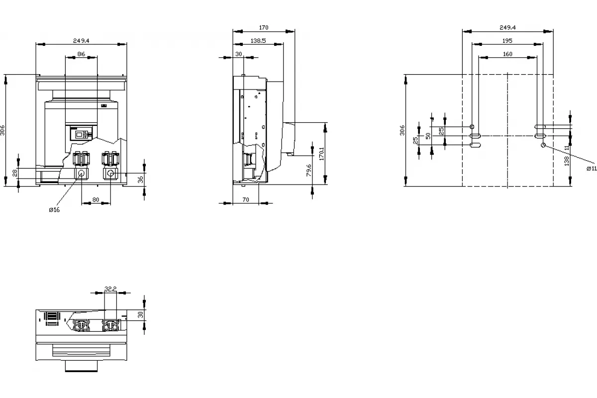 Siemens 3NP1163-1DA21 — Установка на монтажной панели