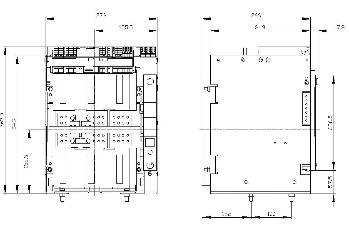 Siemens 3VW8112-0AB01 — 3p горизонтальные задние главные выводы