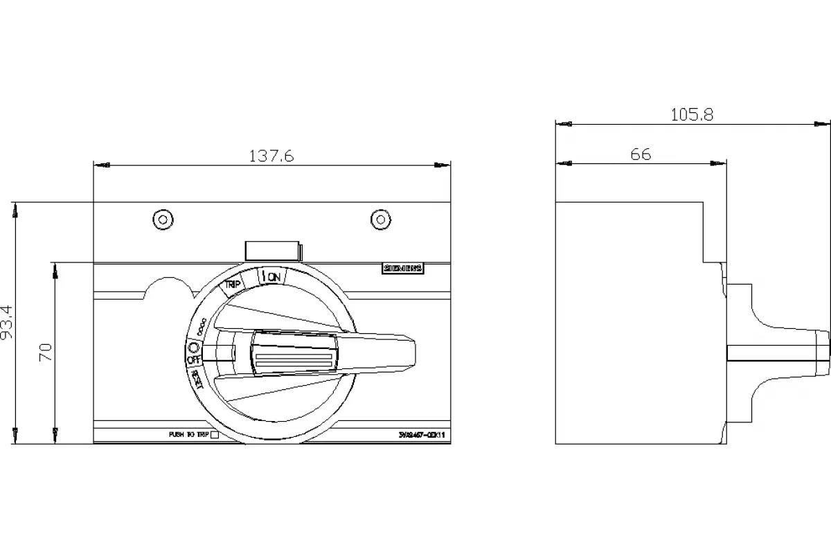 Siemens 3VA9467-0EK17 — Поворотный привод с фронтальной установкой аварийн