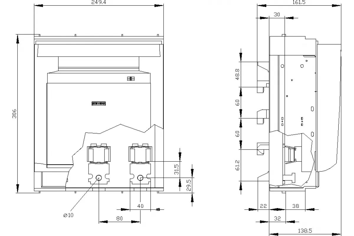 Siemens 3NP1163-1JC11 — Установка на монтажной панели