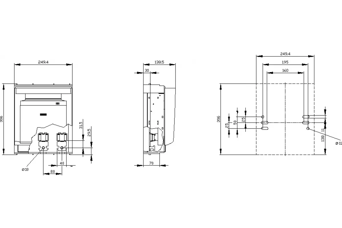 Siemens 3NP1163-1BC22 — Установка на монтажной панели