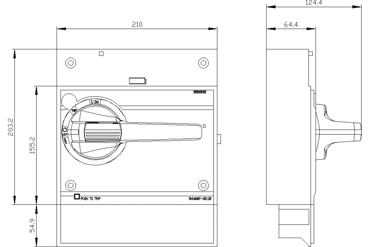 Siemens 3VA9687-0EK21 — Фронтальный поворотный привод стандарт с устройством блокировки двери мэк