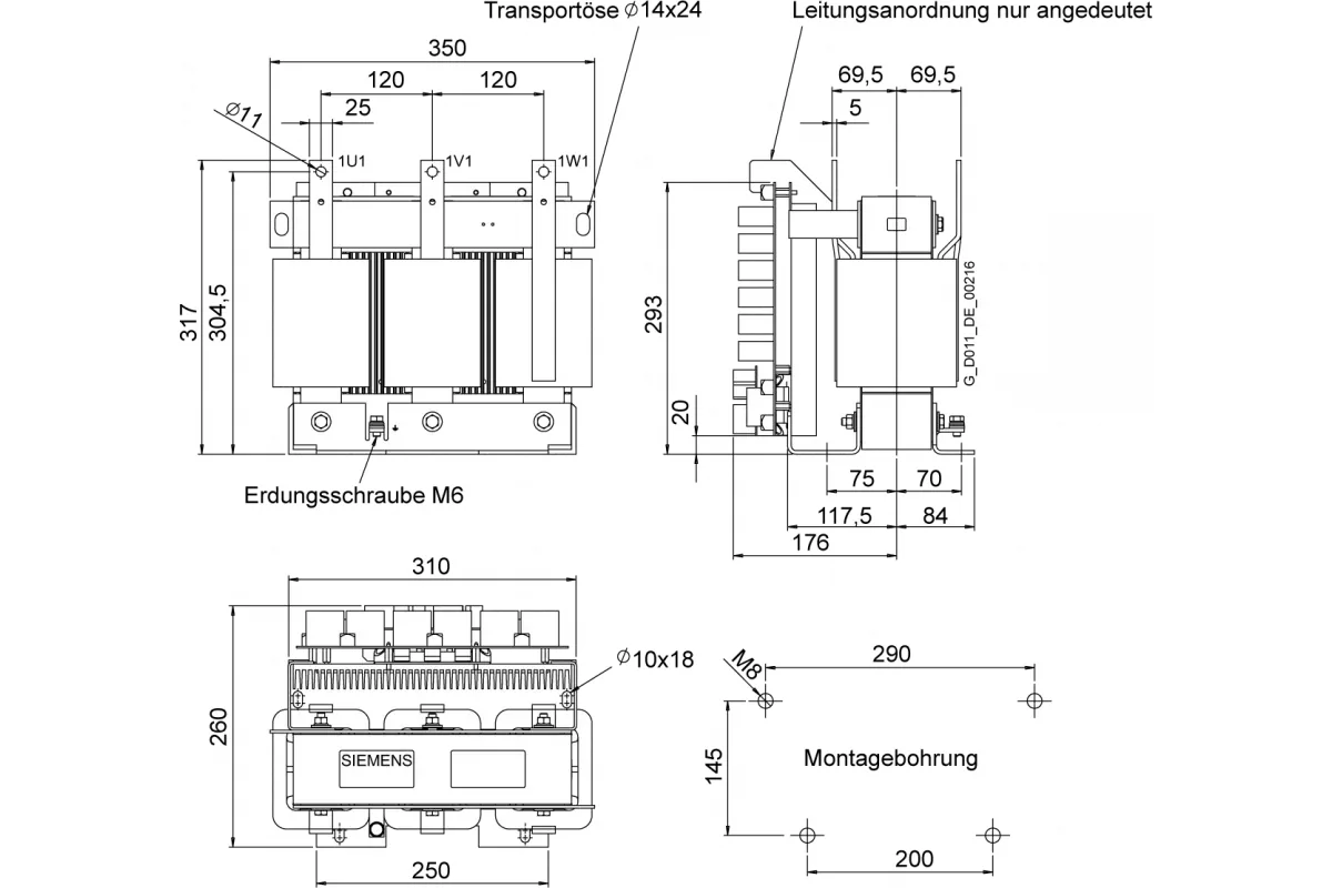 Siemens 6SL3000-2DE32-6AA0 — Sinamics du/dt-фильтр + ограничители перенапряжений для силового модуля/моторного модуля