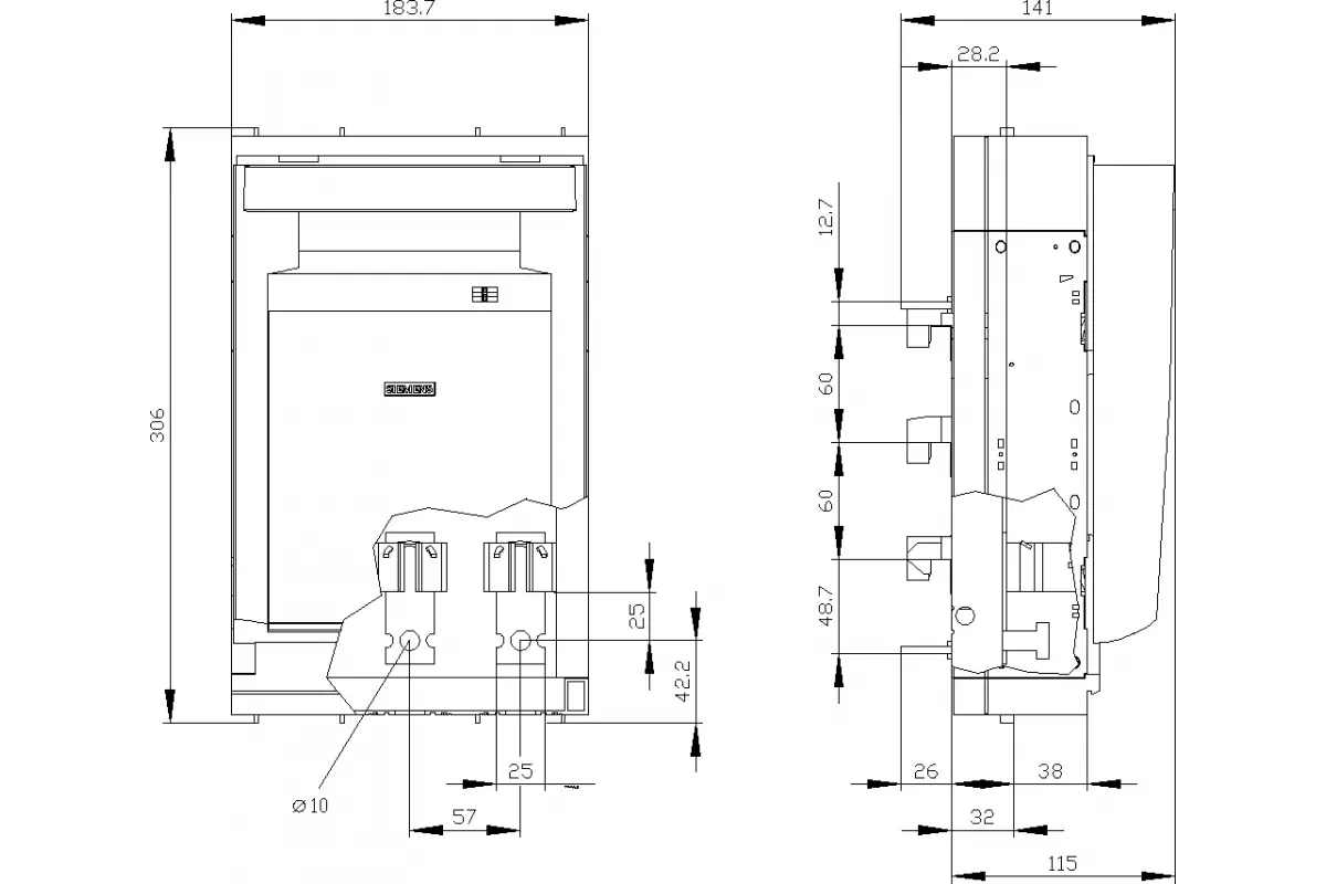 Siemens 3NP1134-1BC20 — Установка на монтажной панели