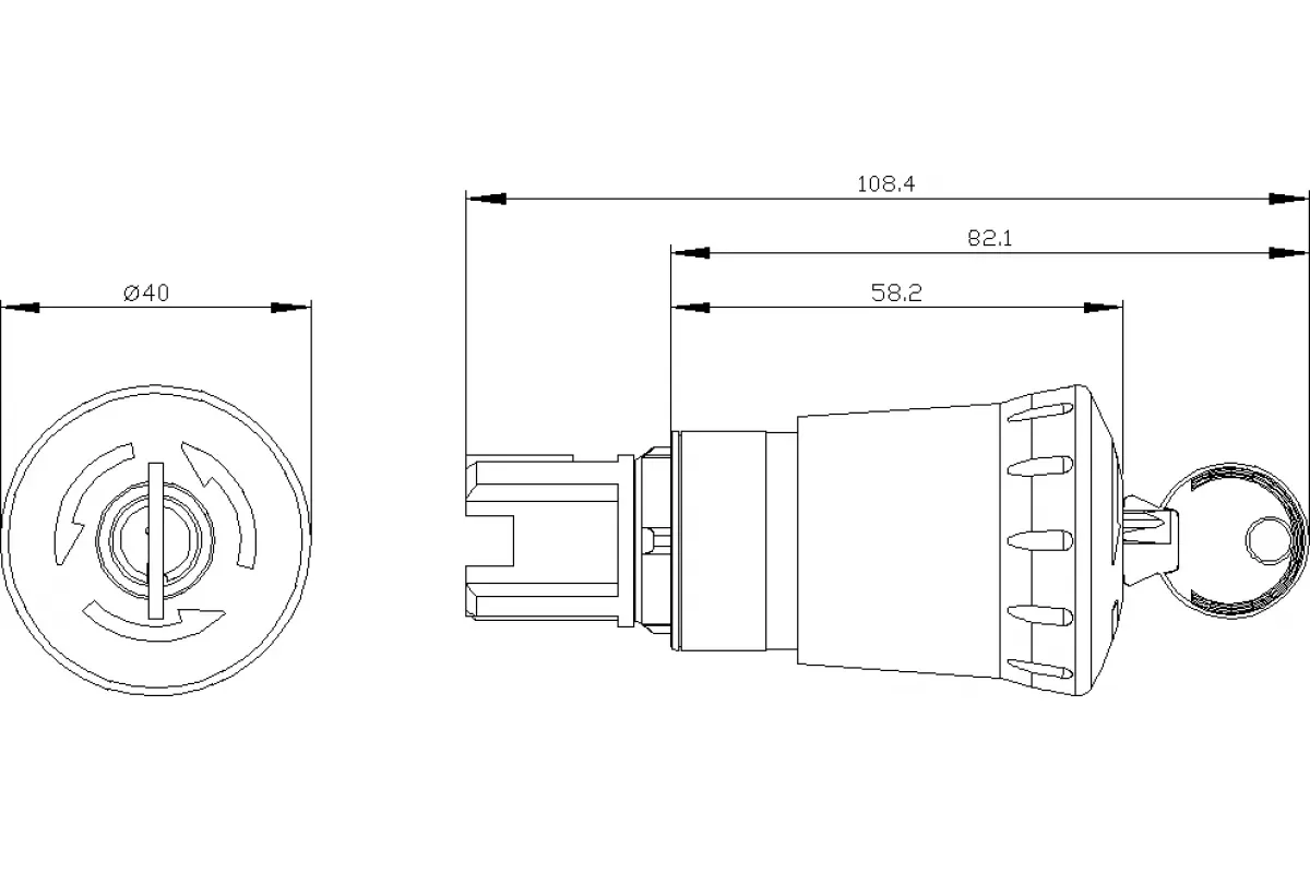 Siemens 3SU1032-2CF60-0AA0 — Актуатор поворотного переключателя с возможностью подсветки