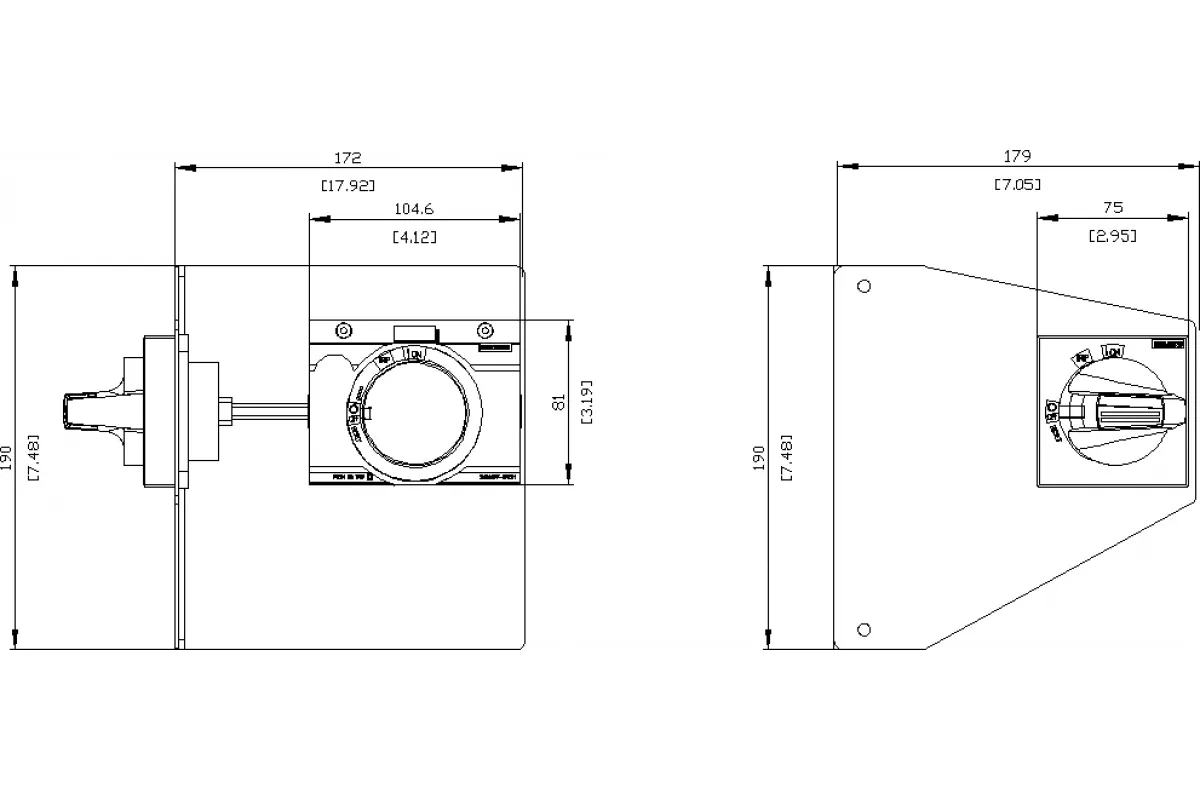 Siemens 3VA9277-0PK17 — Боковой поворотный привод для аварийного отключения мэк