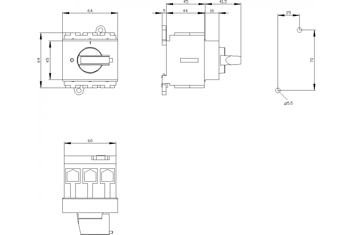 Siemens 3LD2524-7UK01 — Переключатель 3 полюса