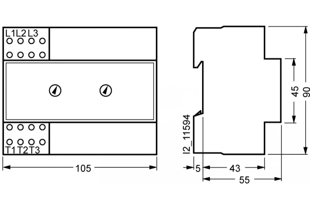 Siemens 5TT3408 — Реле напряжения >N< 5TT3 19 и 5TT3 4, установочная глубина 55 mm