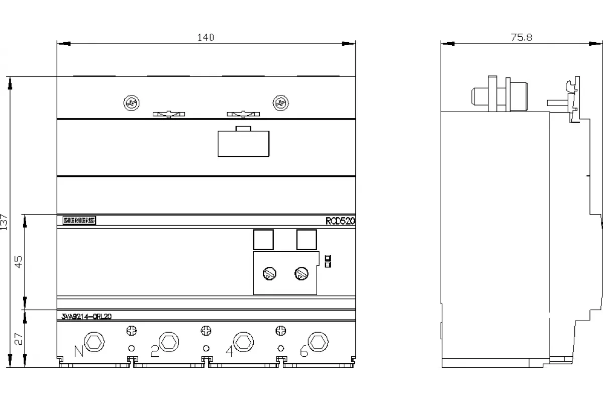 Siemens 3VA9214-0QE00 — Задняя клемма плоская