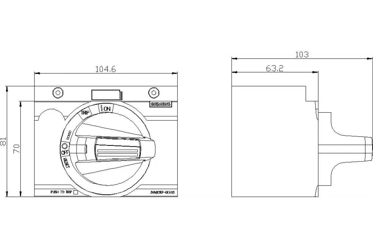 Siemens 3VA9267-0EK11 — Фронтальный поворотный привод стандарт
