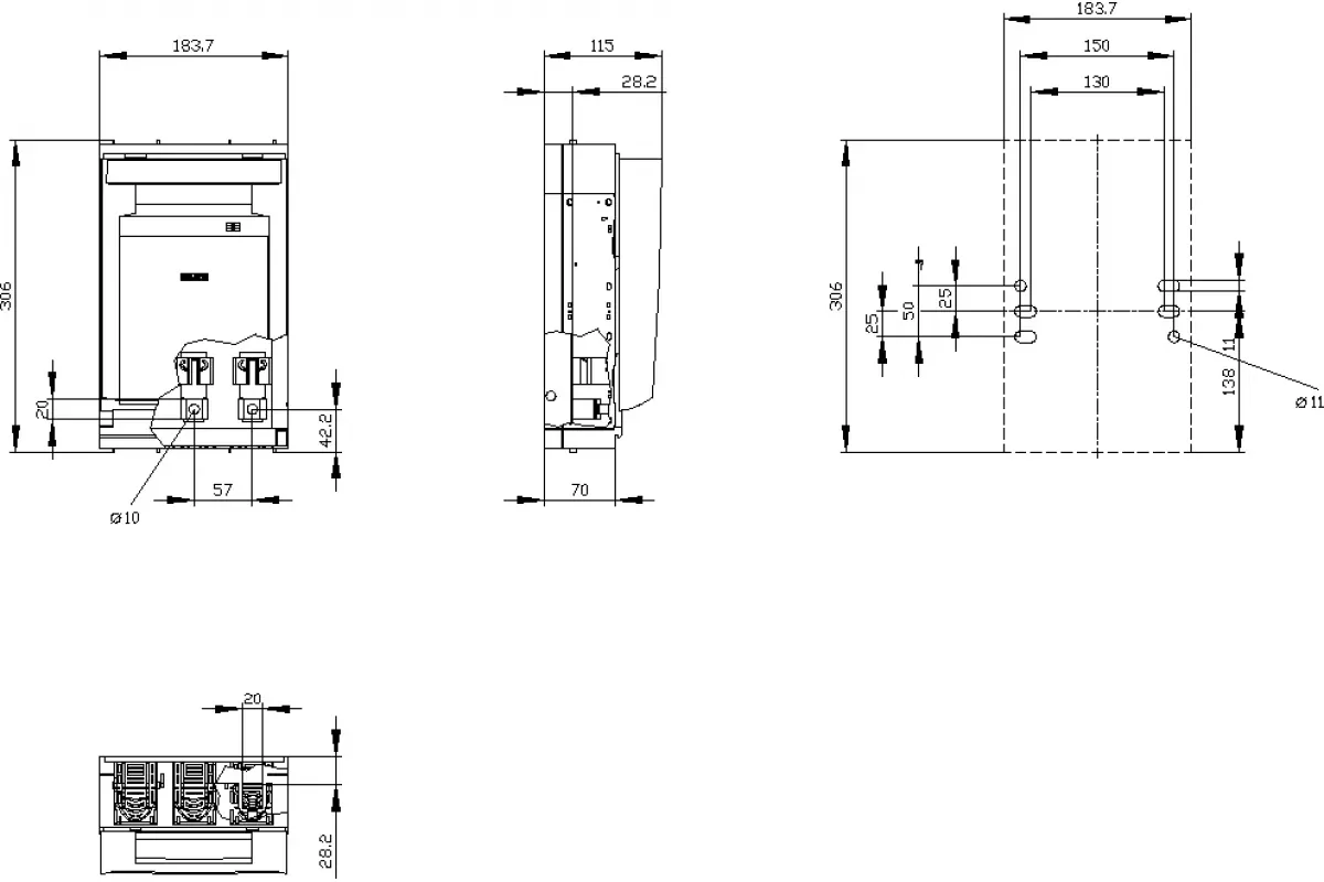 Siemens 3NP1143-1DA12 — Установка на монтажной панели