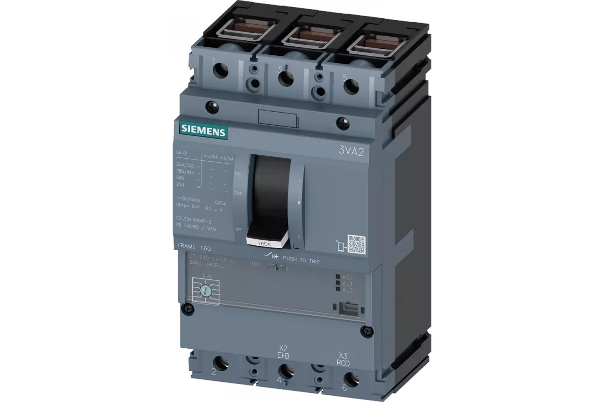 Siemens 3VA2163-7MN32-0AA0 — 3VA автоматические выключатели в литом корпусе до 250 A