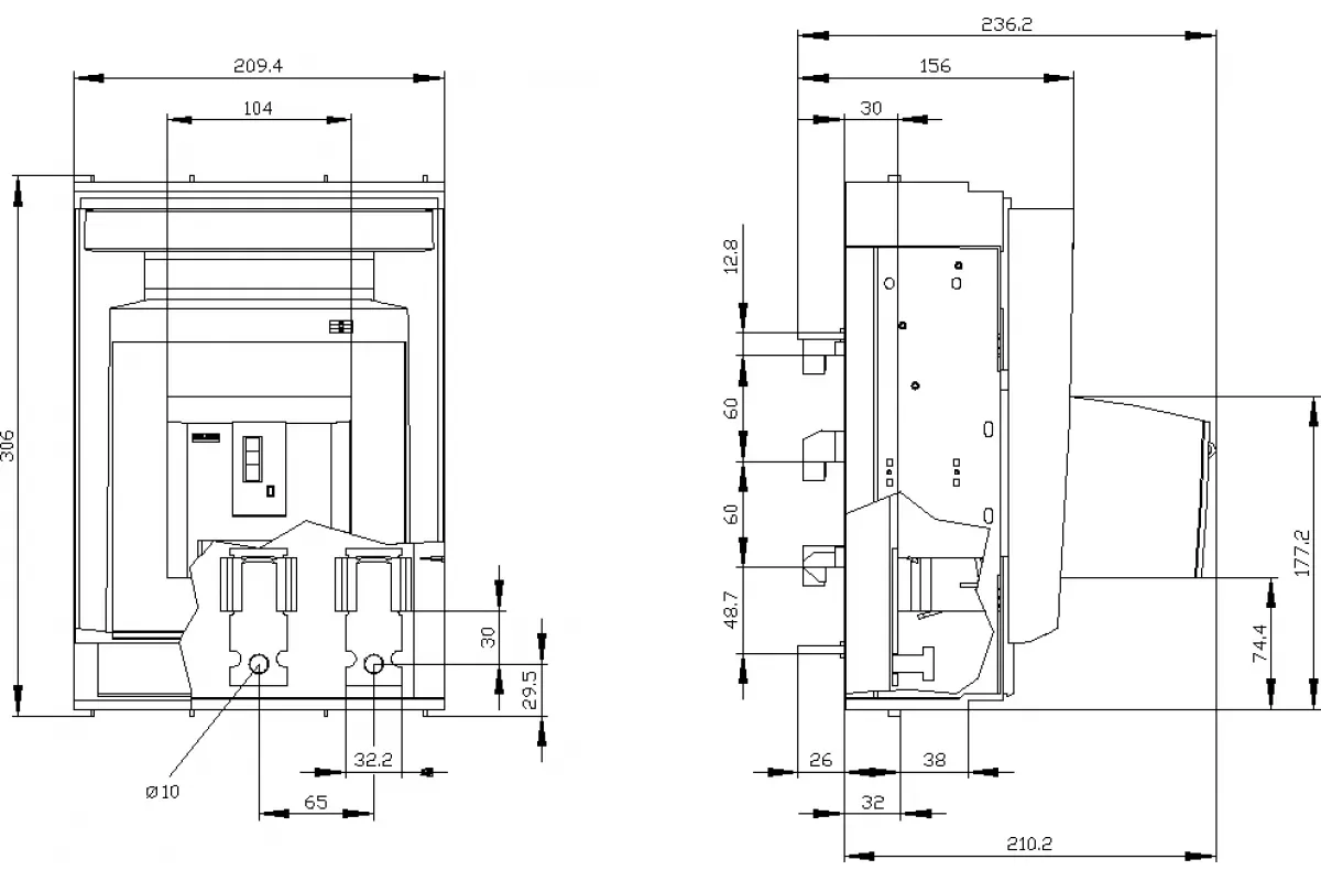 Siemens 3NP1153-1BC10 — Установка на монтажной панели