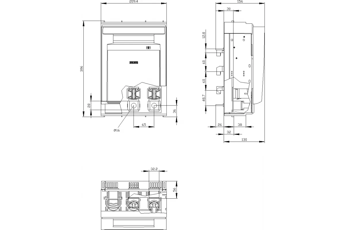 Siemens 3NP1153-1BC12 — Установка на монтажной панели