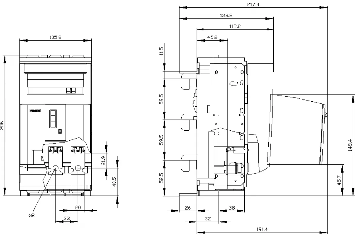 Siemens 3NP1133-1BB23 — Установка на монтажной панели