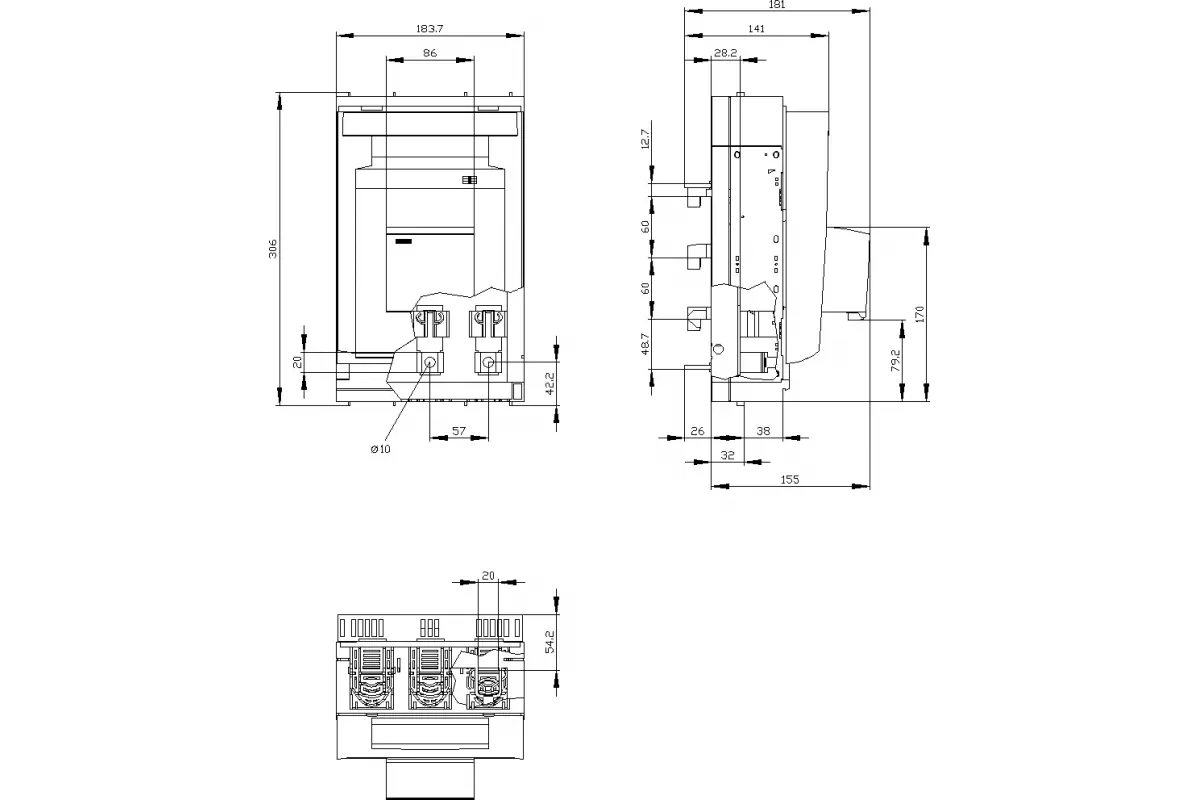 Siemens 3NP1143-1BC20 — Установка на монтажной панели