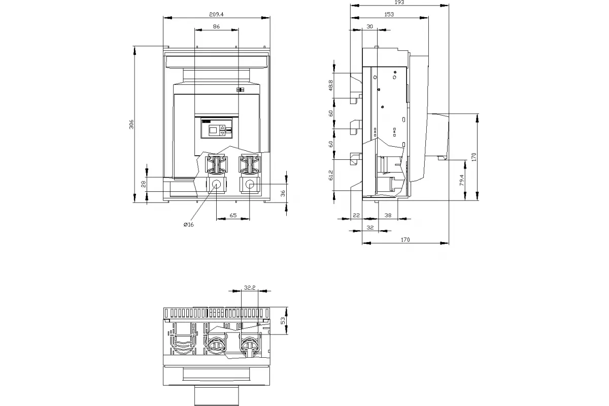 Siemens 3NP1153-1JC21 — Установка на монтажной панели