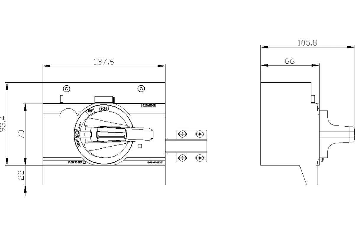 Siemens 3VA9467-0EK25 — Поворотный привод с фронтальной установкой аварийн